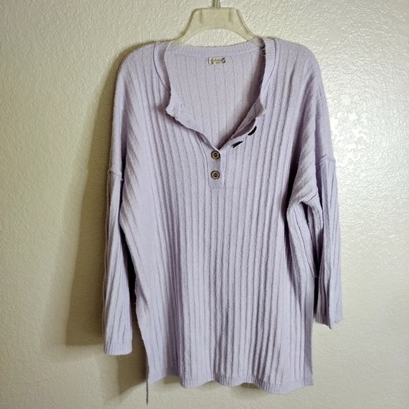 Free People Around The Clock Pullover Ribbed Sweater Lavender Purple Sz Xs - Picture 3 of 11